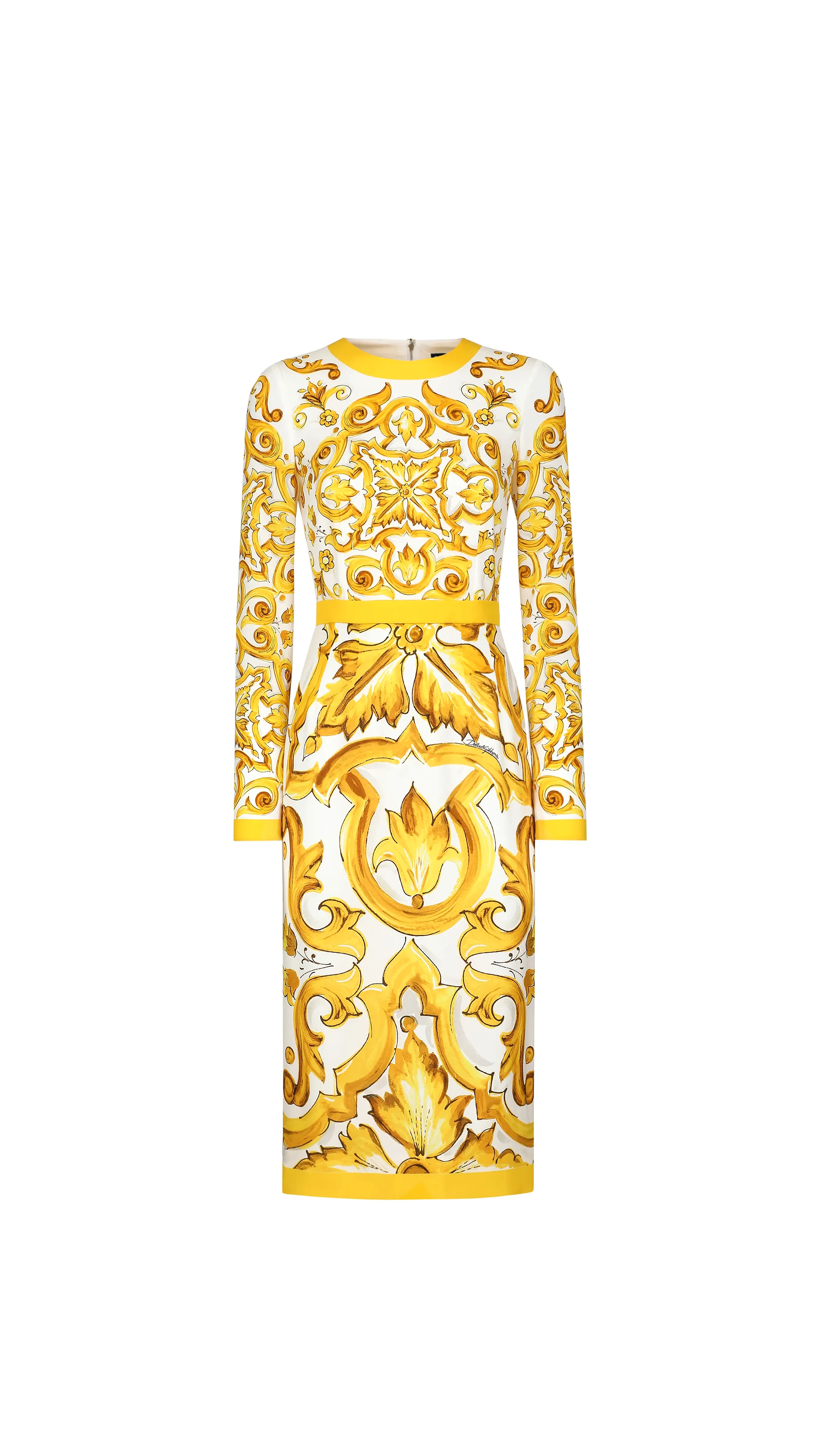 Charmeuse Calf-length Sheath Dress - Majolica Print