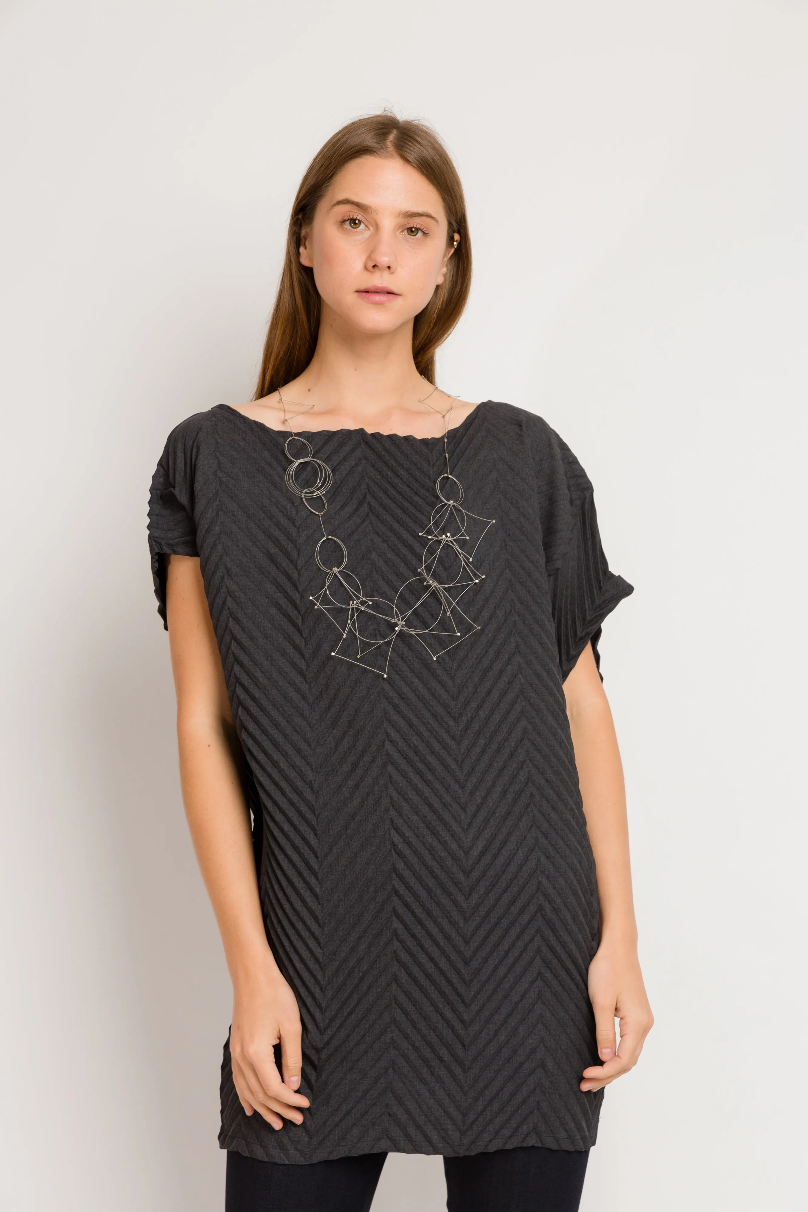 Chevron Andy Tunic Dress | Charcoal