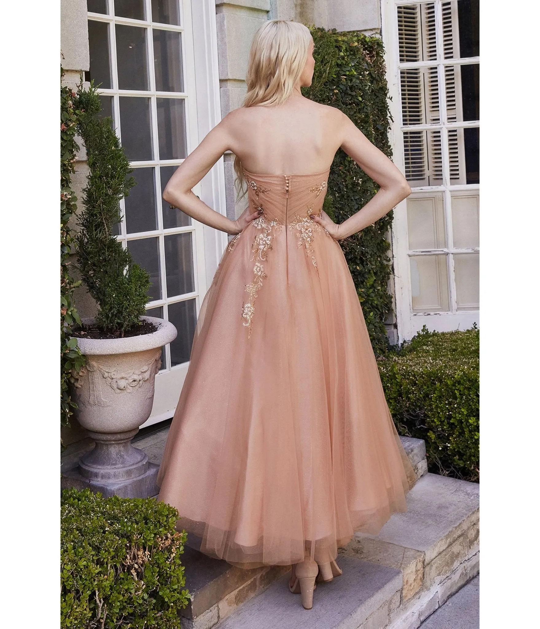 Cinderella Divine  Rose Gold Tea Length Tulle Dress