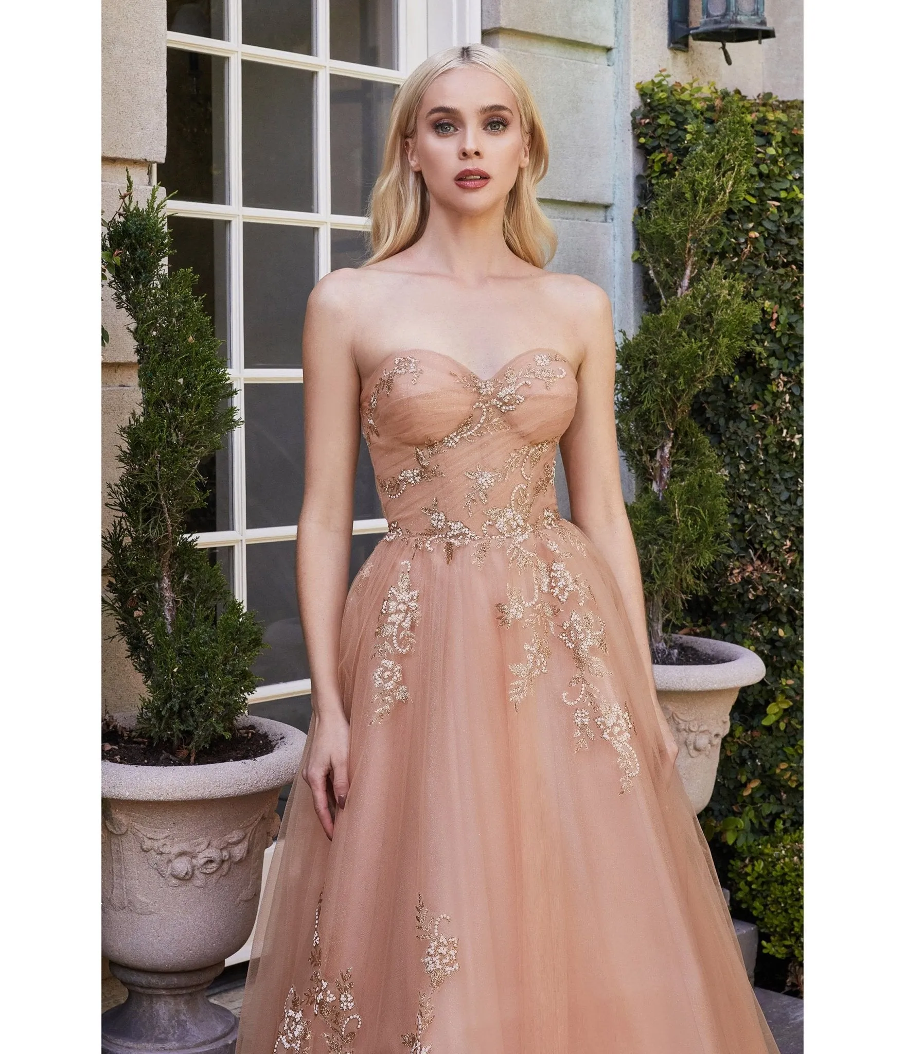 Cinderella Divine  Rose Gold Tea Length Tulle Dress