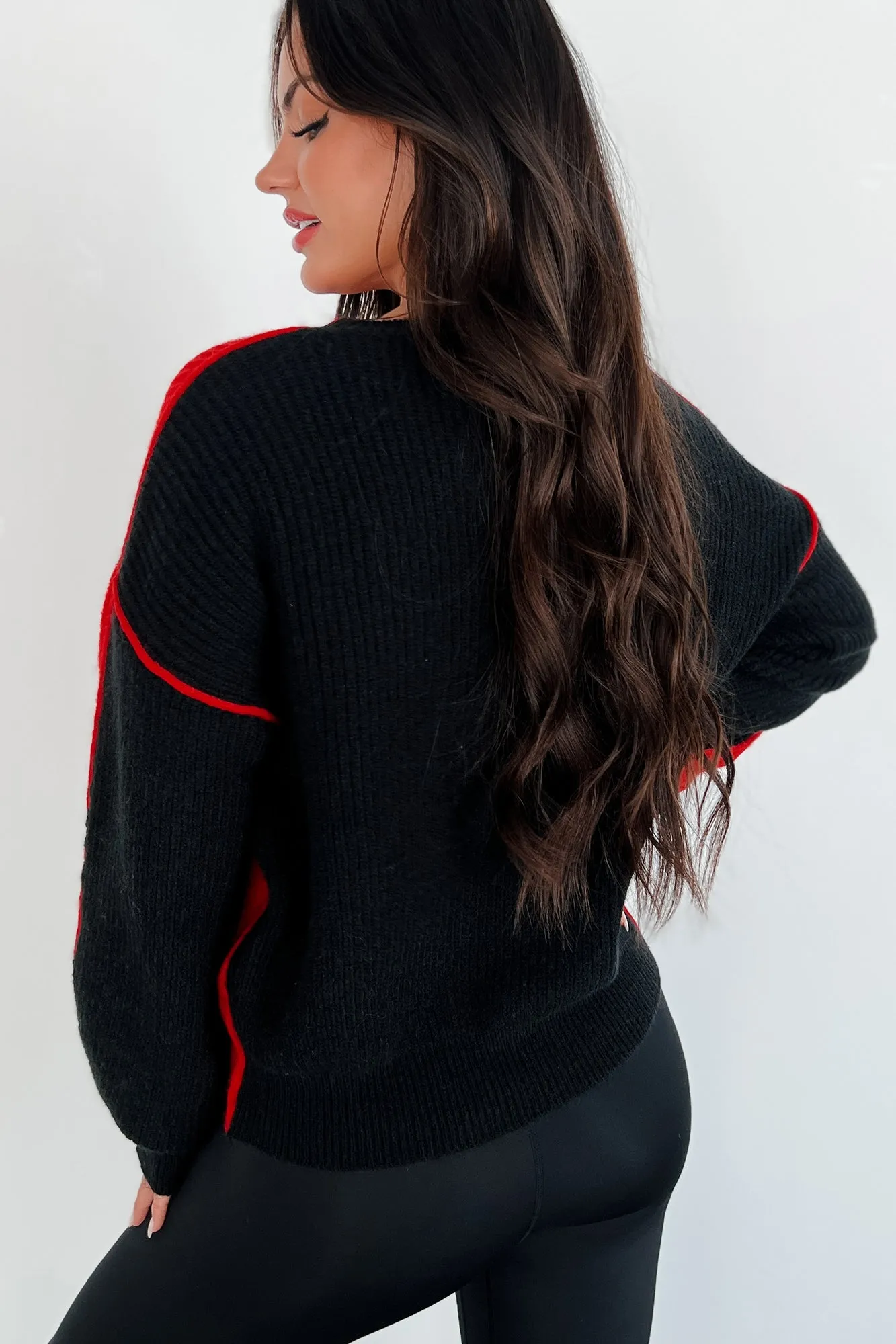 Competitively Cute Colorblock Sweater (Red/Black)