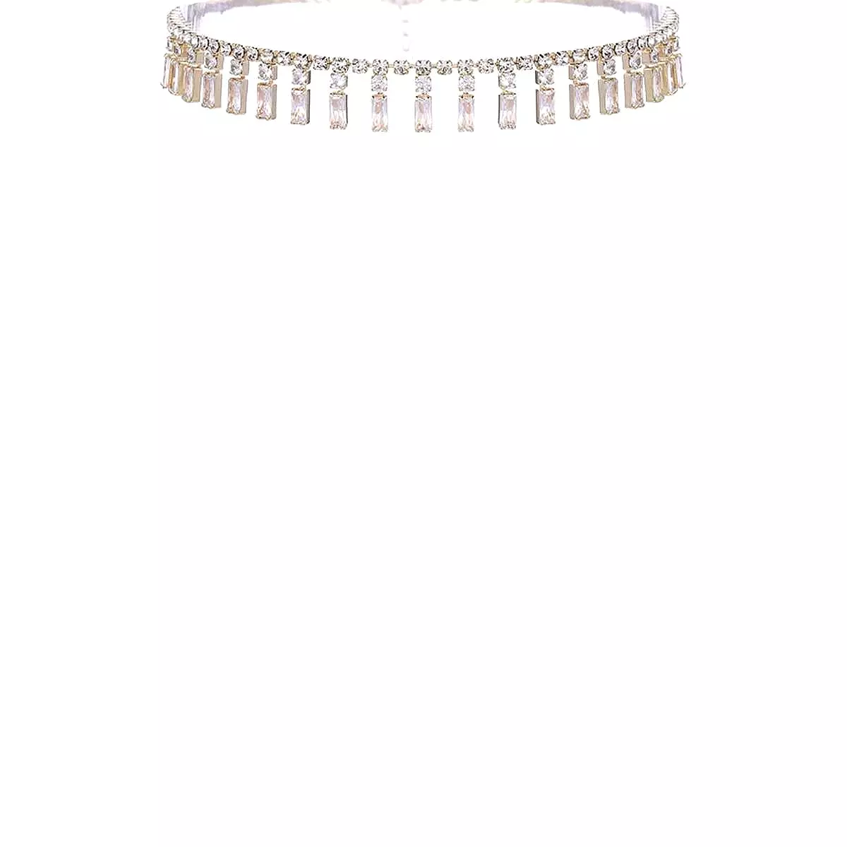 Crystal Baguette Piano Choker Necklace