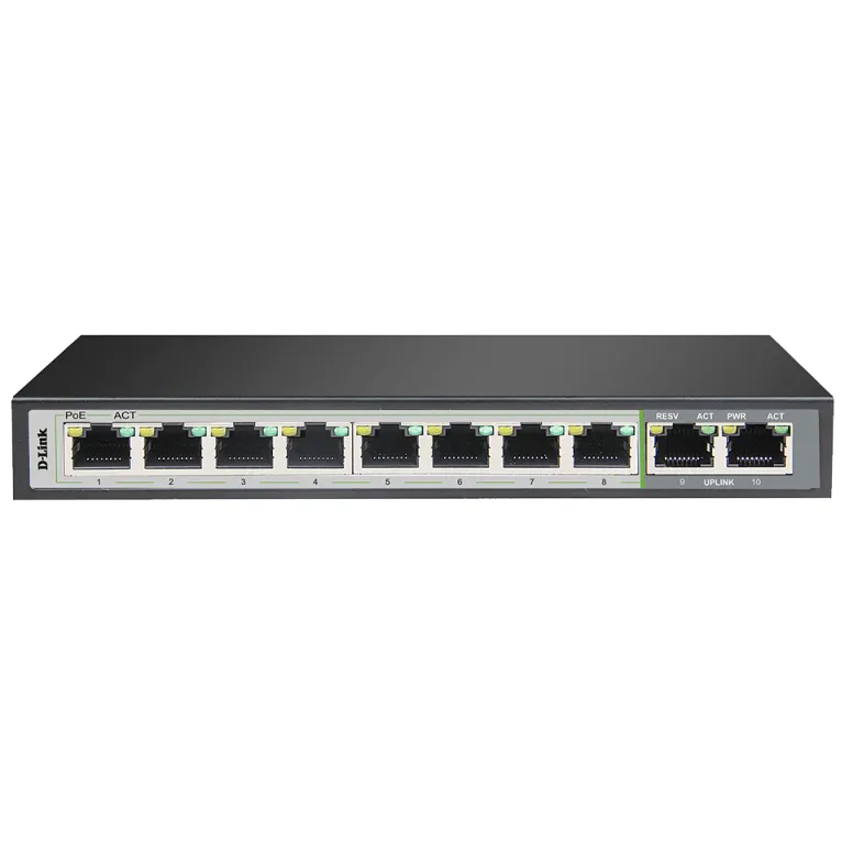 D-Link 10-Port Gigabit PoE Switch with 8 Long Reach PoE Ports and 2 Uplink Ports