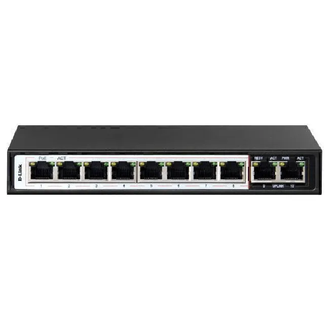 D-Link 10-Port PoE Switch with 8 Long Reach 250m PoE Ports 2 Uplink Ports