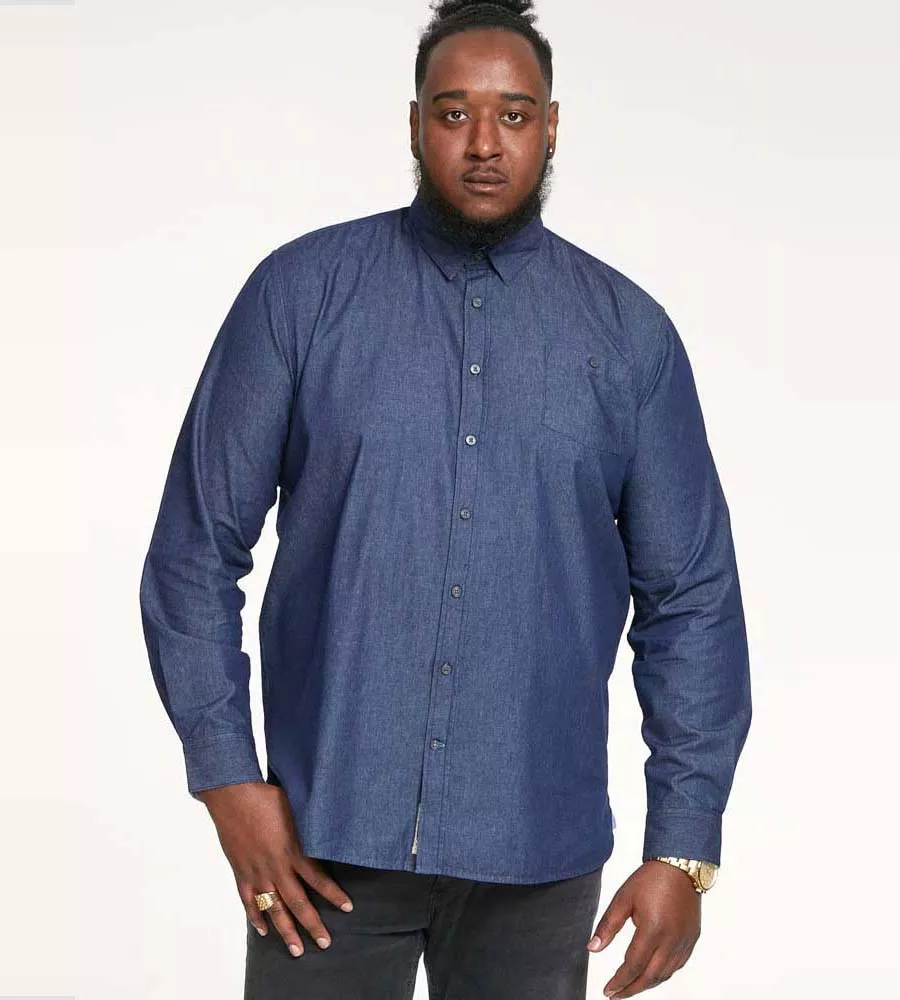 D555 Big Mens Long Sleeve Denim Shirt With Chest Pocket (JACOB)