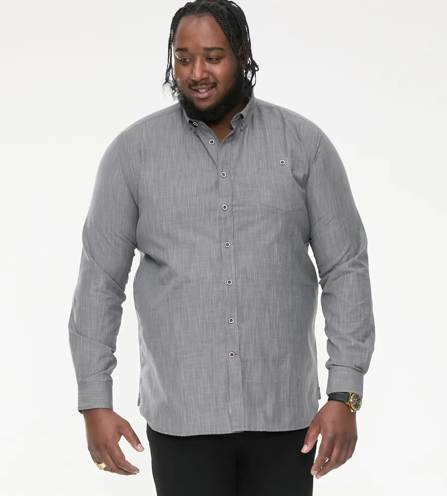 D555 Big Mens Long Sleeve Shirt Cross Hatch With Pocket (RADCLIFFE)