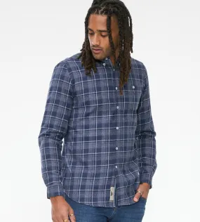 D555 Mens Long Sleeve Navy Check Shirt With Chest Pocket (SONNY)