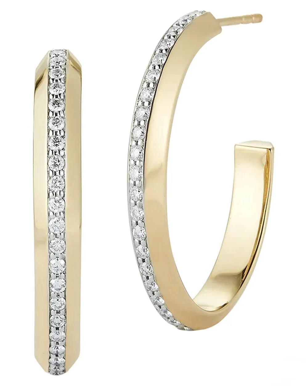 Diamond Grant Knife Edge Hoop Earrings