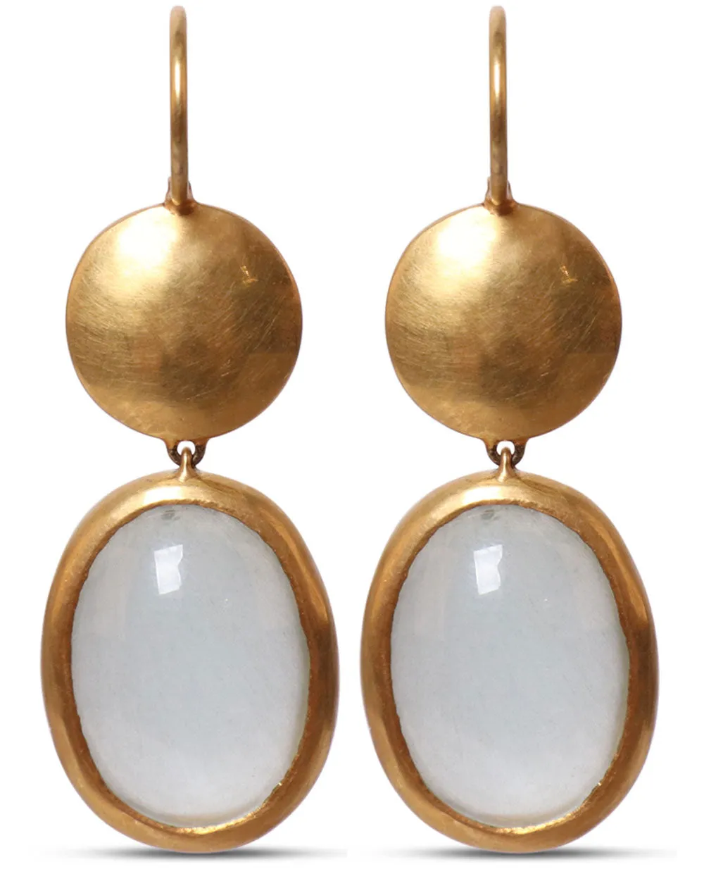 Double Drop Sundisc Aqua Earrings