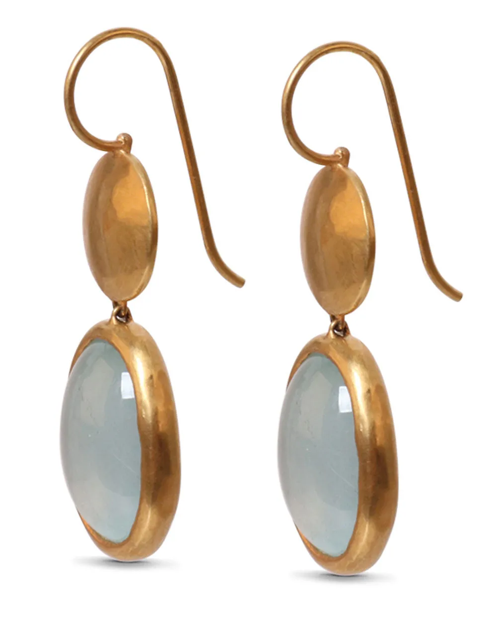 Double Drop Sundisc Aqua Earrings