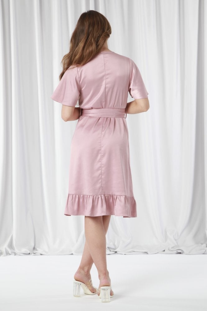 Double Second Frill Wrap Dress With Tea Sleeve