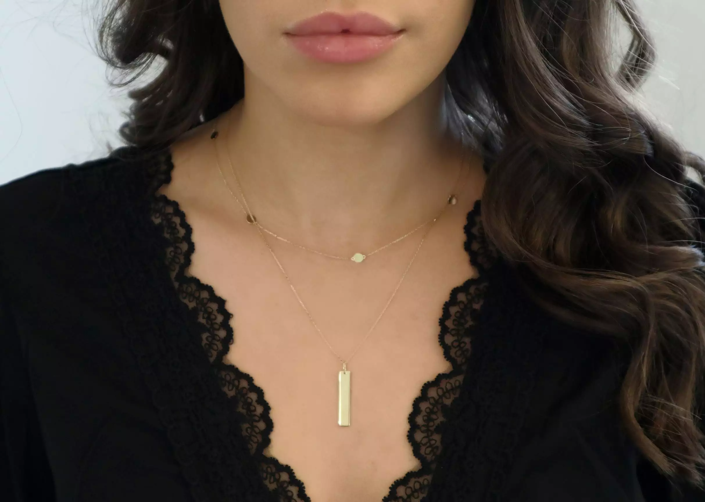 Engravable Bar- 10k Gold Vertical Bar Necklace