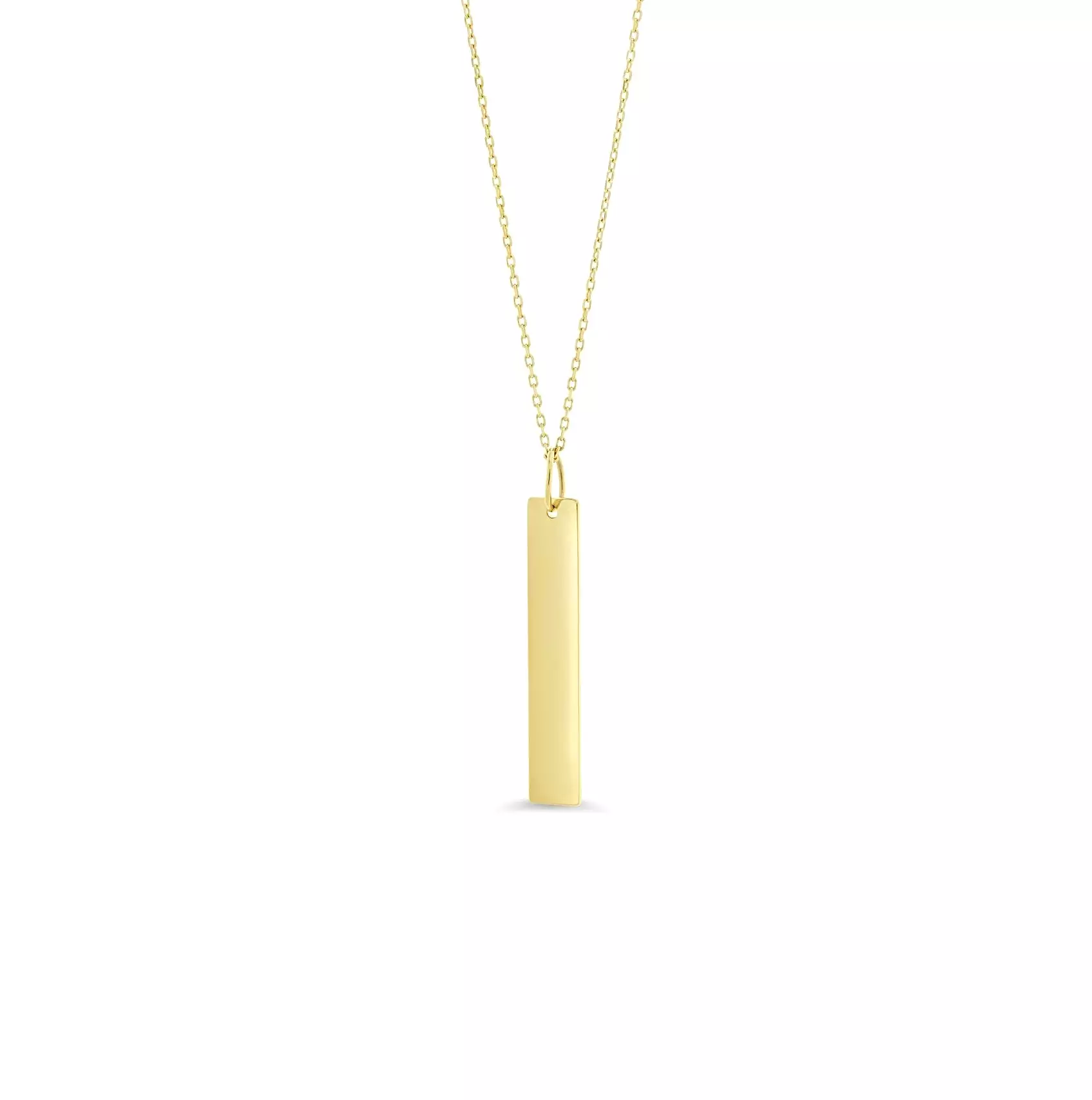 Engravable Bar- 10k Gold Vertical Bar Necklace