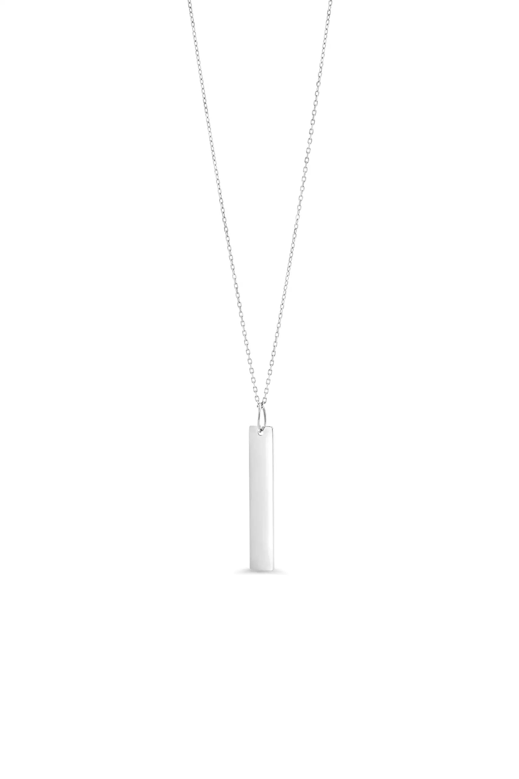 Engravable Bar- 10k Gold Vertical Bar Necklace