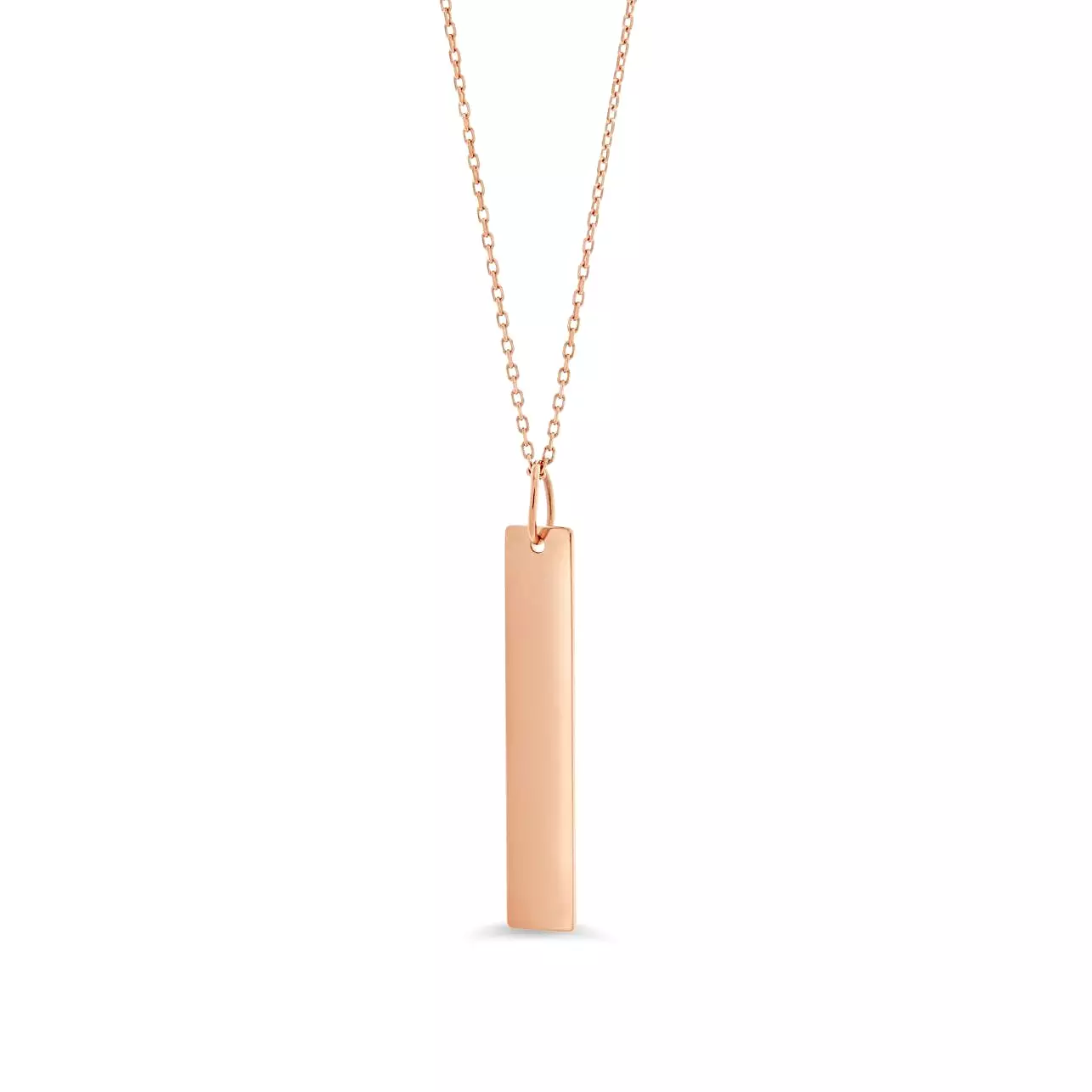 Engravable Bar- 10k Gold Vertical Bar Necklace