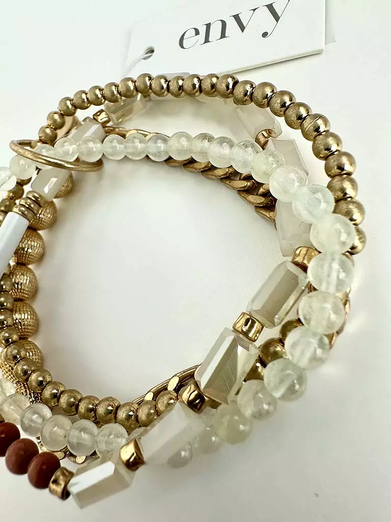 Envy Triple Beaded Bracelet - Antique Gold