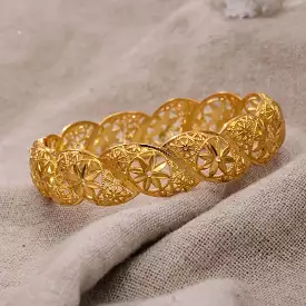 Ethiopian Africa Gold Color Bangles For Women Flower Bride Bracelet African Wedding Jewelry Middle East Items