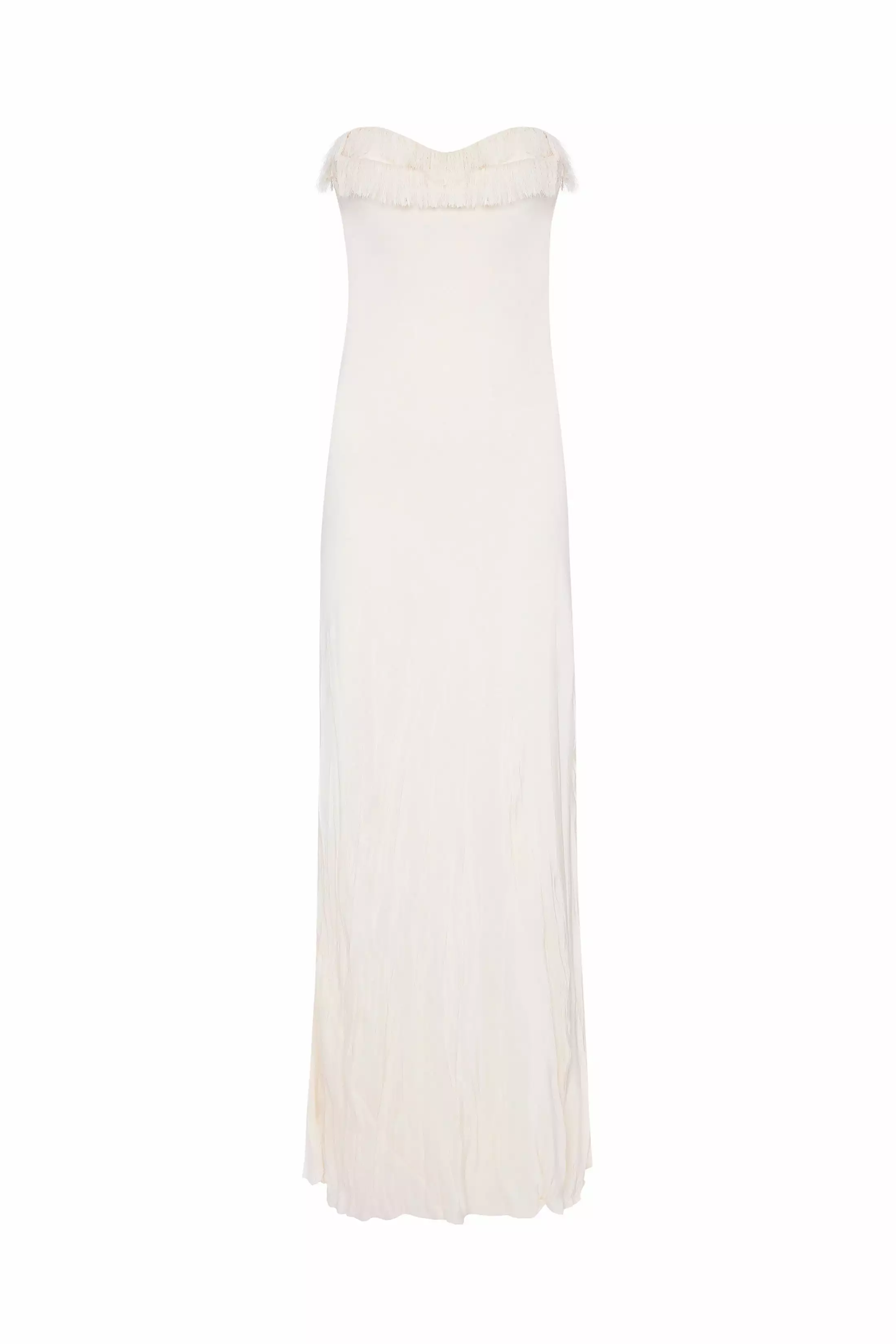 Exclusive Floor-Length Corset Detail Gown In Ivory