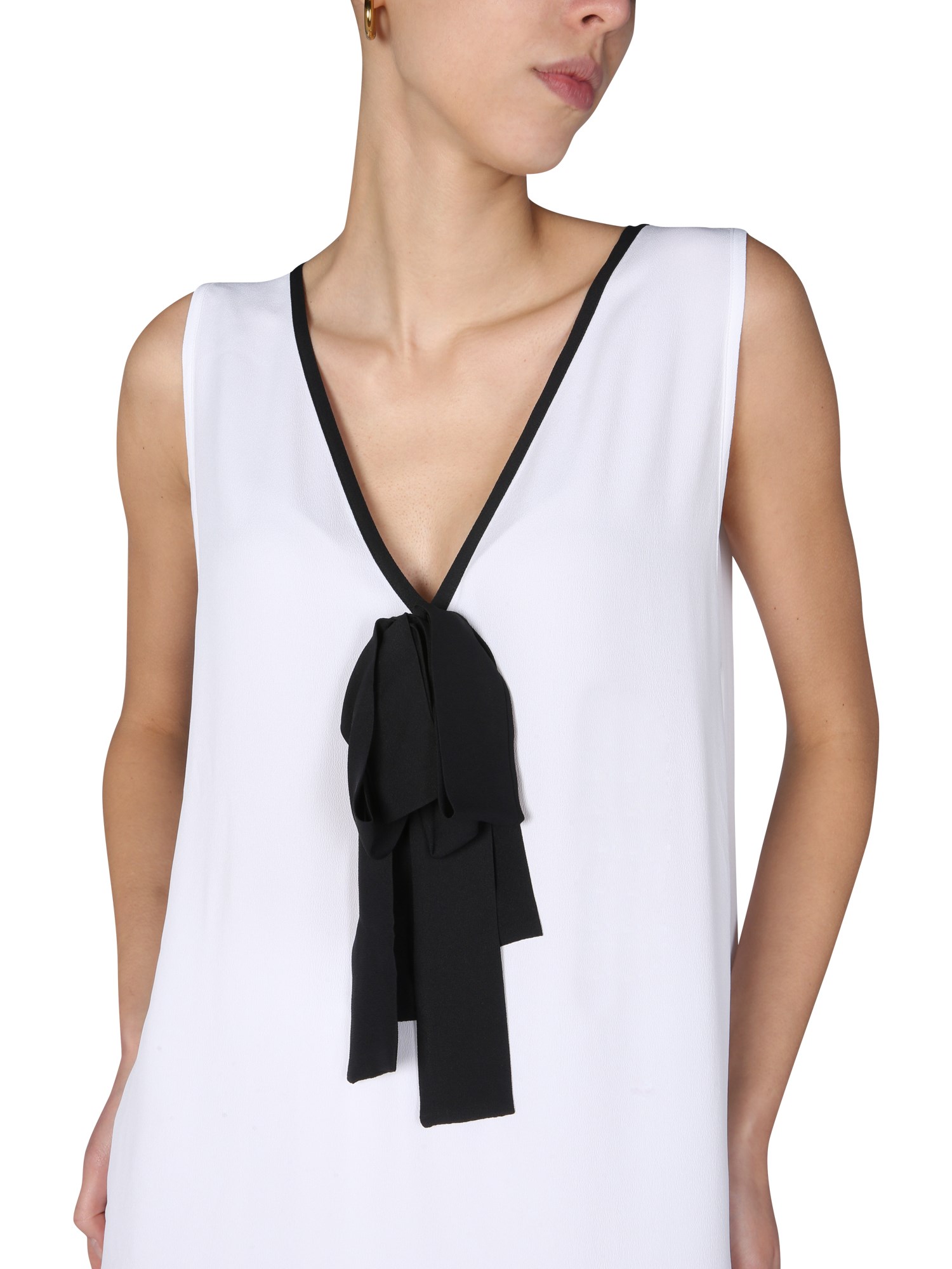 FABIANA FILIPPI    SILK BLEND LONG TOP WITH REMOVABLE BOW