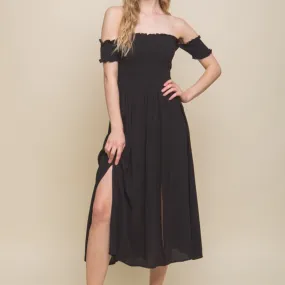 Feeling Free Flowy Off The Shoulder Dress Black