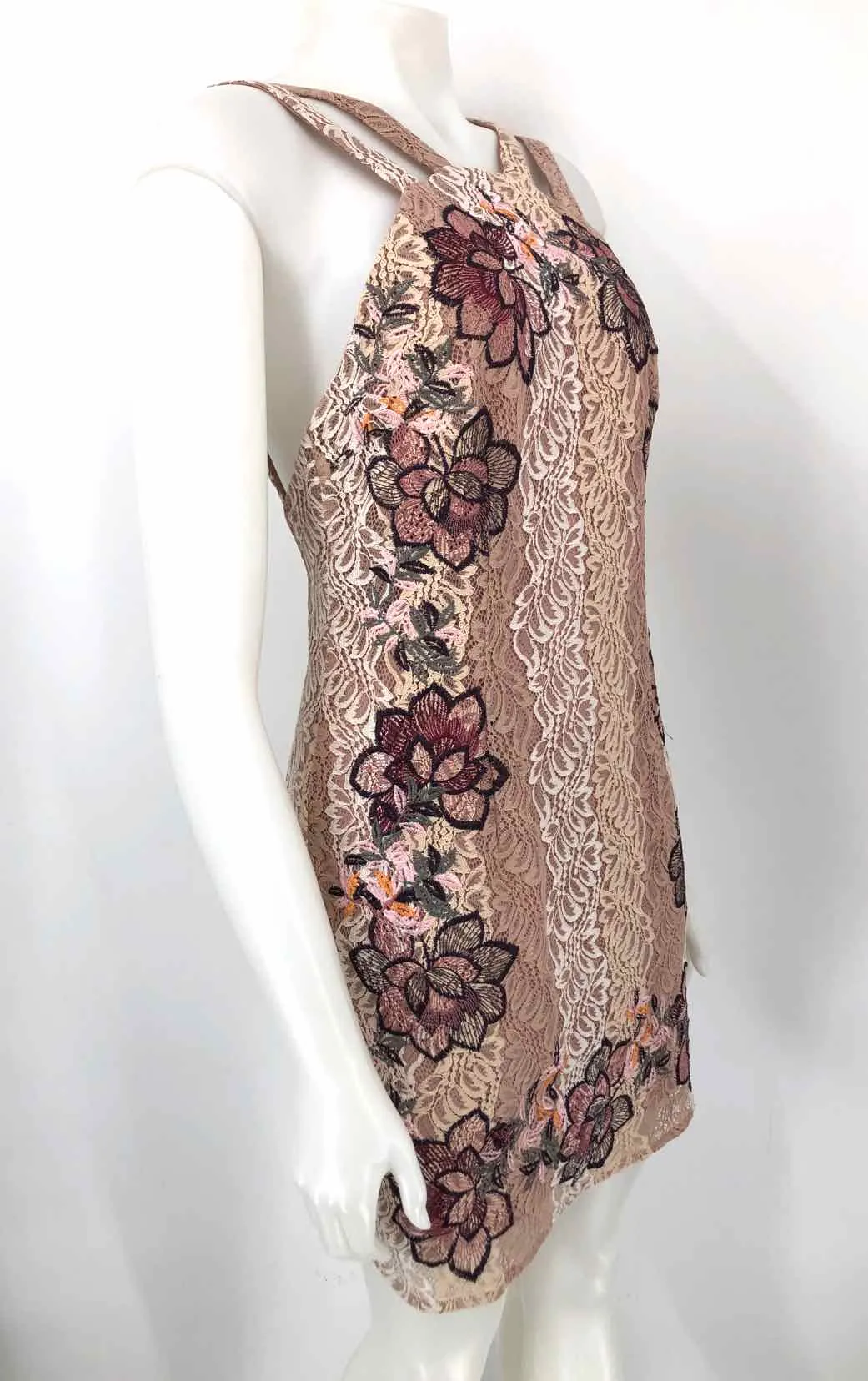 FOXIEDOX Beige Pink Multi Lace Halter Size 6  (S) Dress