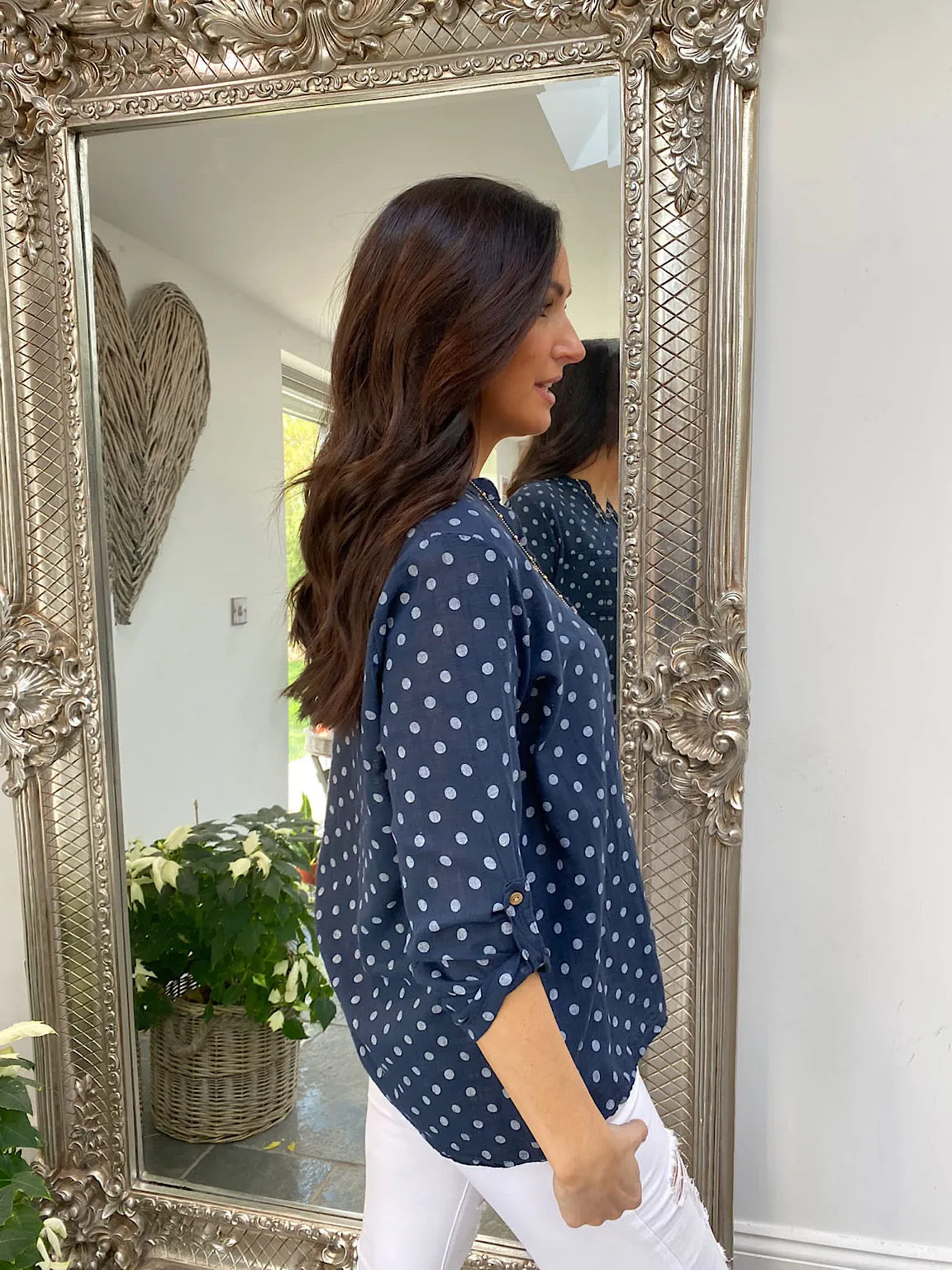 Front Pocket Polka Dot Top Connie