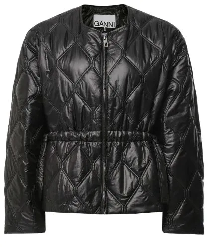 GANNI Black Shiny Quilted Jacket | Jules B