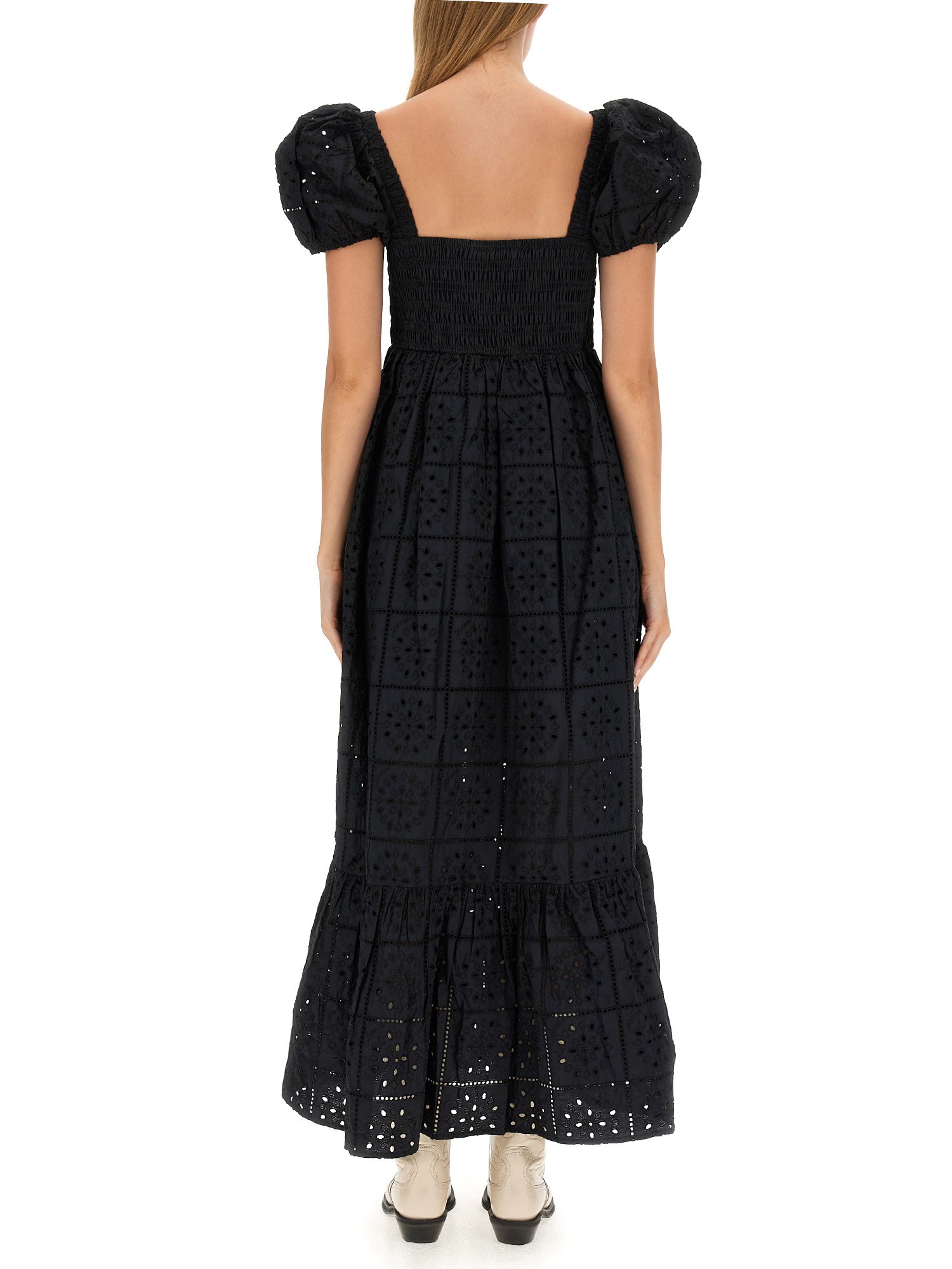 GANNI    SANGALLO LACE MIDI DRESS