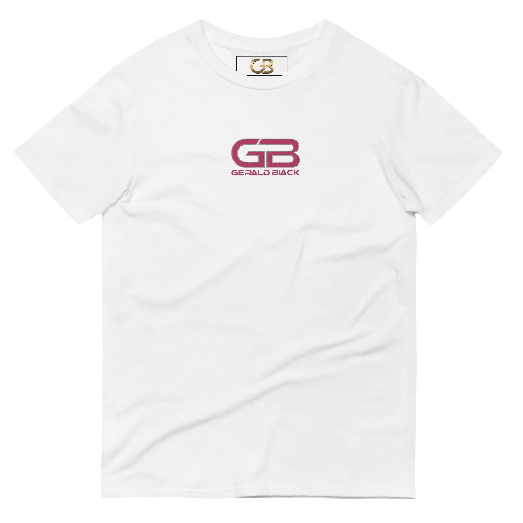 Gerald Black Short-sleeve Pink Embroidered Statement T-Shirt for Unisex