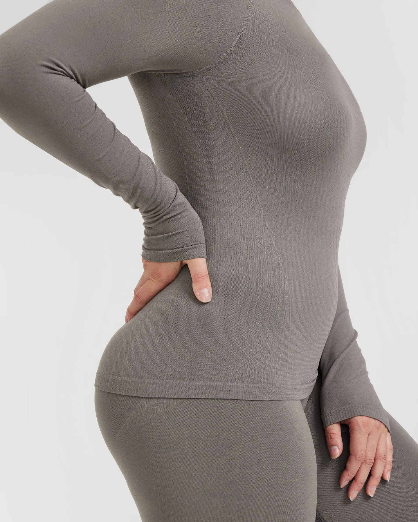 Go To Seamless Fitted Long Sleeve Top | Ash Grey