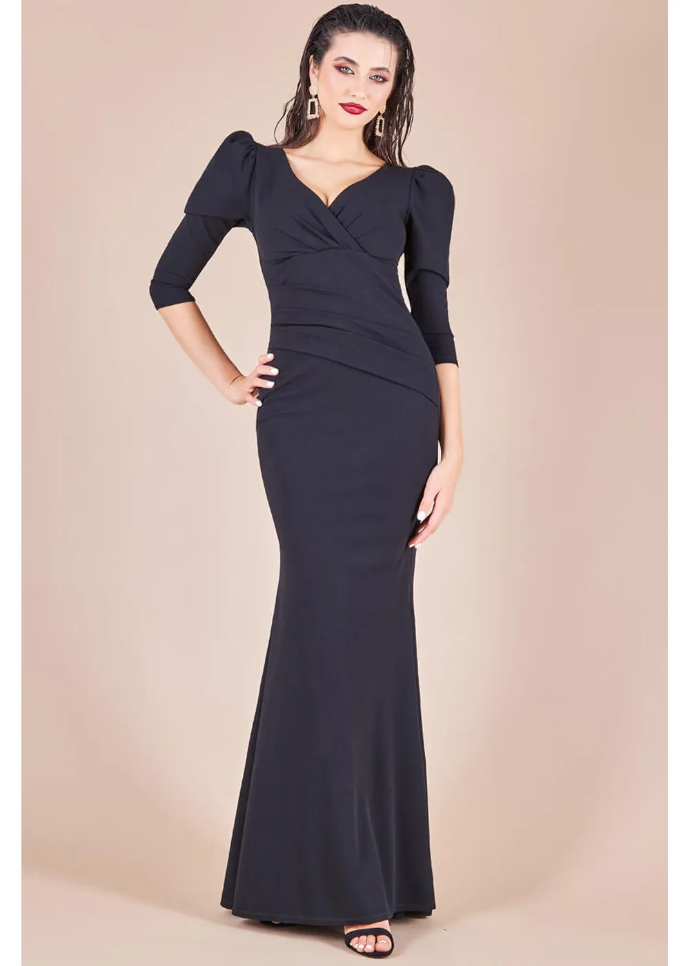 Goddiva Claudia Maxi Dress Black