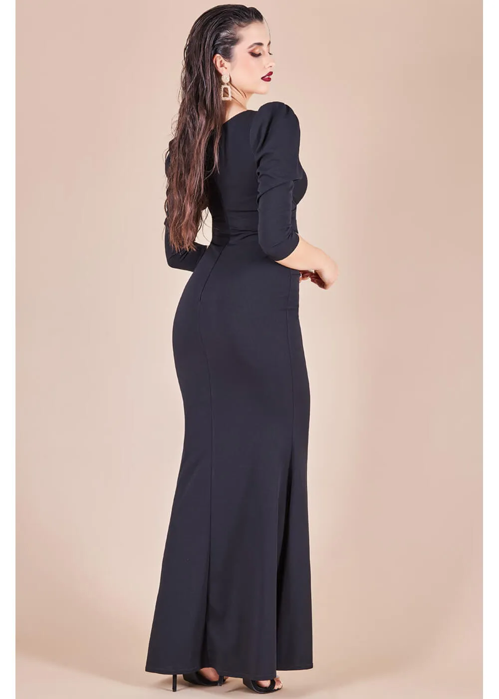 Goddiva Claudia Maxi Dress Black