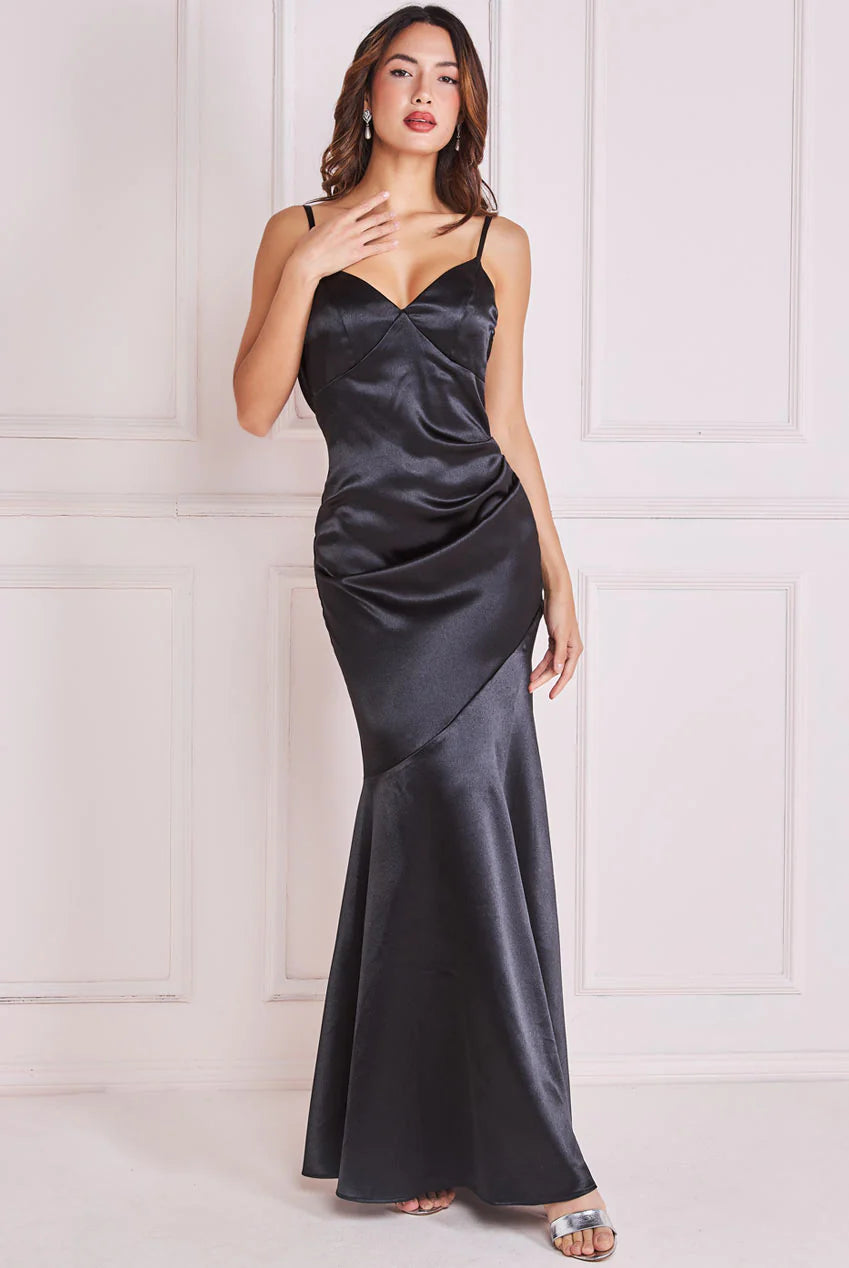 Goddiva Cowl Back Satin Maxi Dress