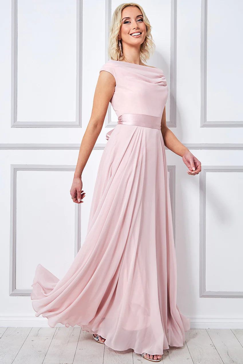 Goddiva Cowl Neck Chiffon Maxi Dress