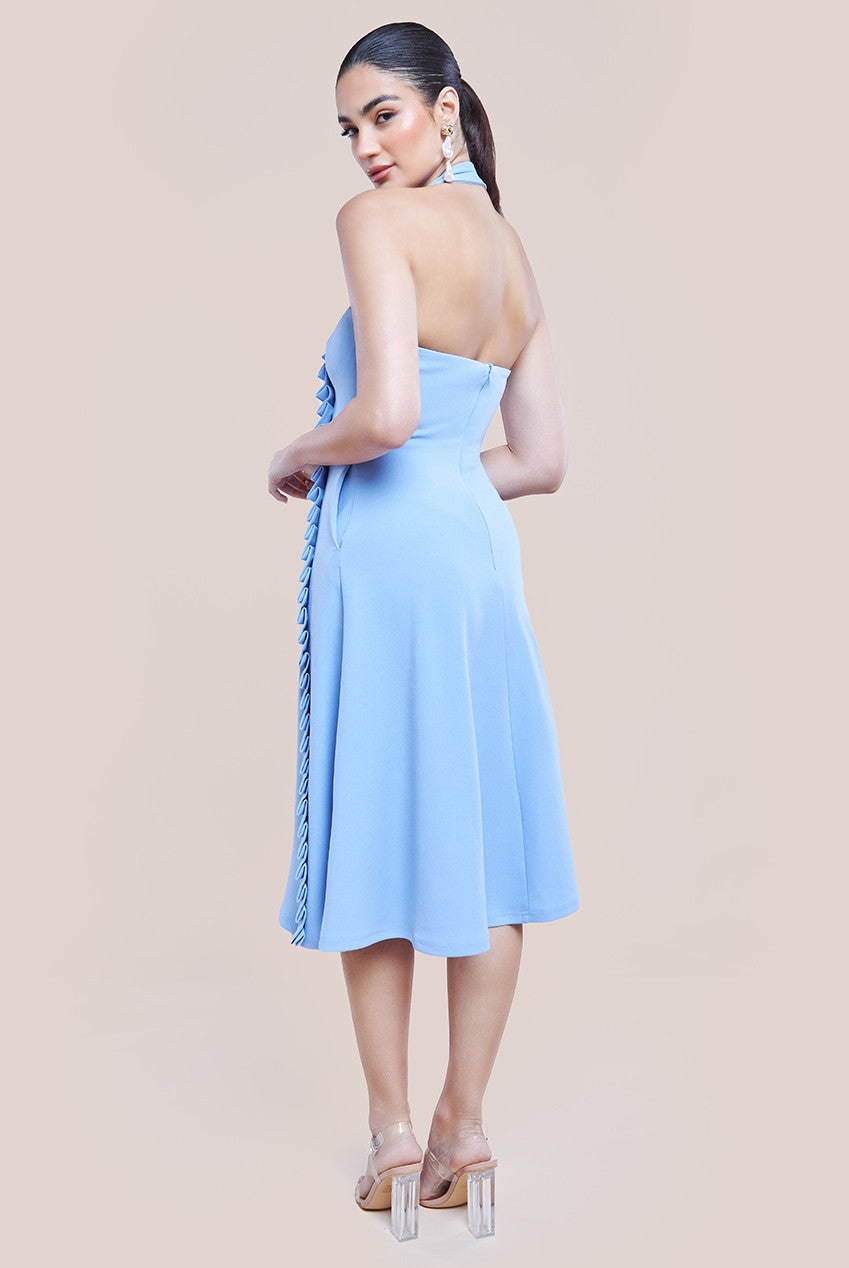 Goddiva Frilled Halter Neck Strap Midi Dress