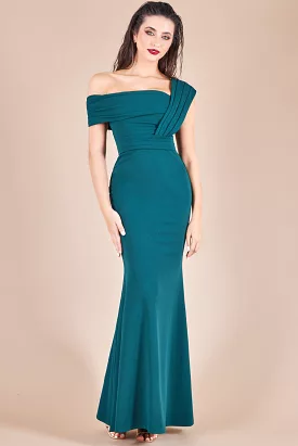 Goddiva One Shoulder Scuba Maxi Dress