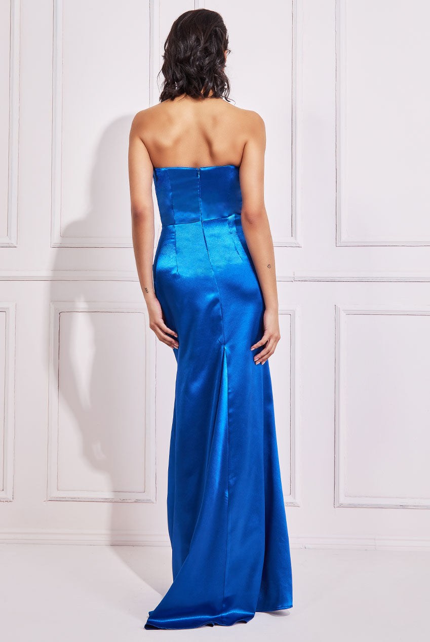 Goddiva Satin Bandeau Maxi Dress