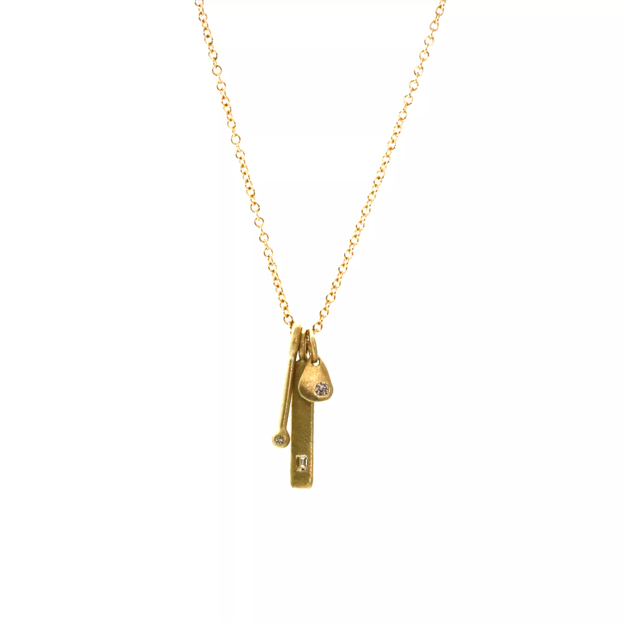 Gold Bar, Knub & Diamond Necklace