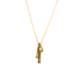 Gold Bar, Knub & Diamond Necklace