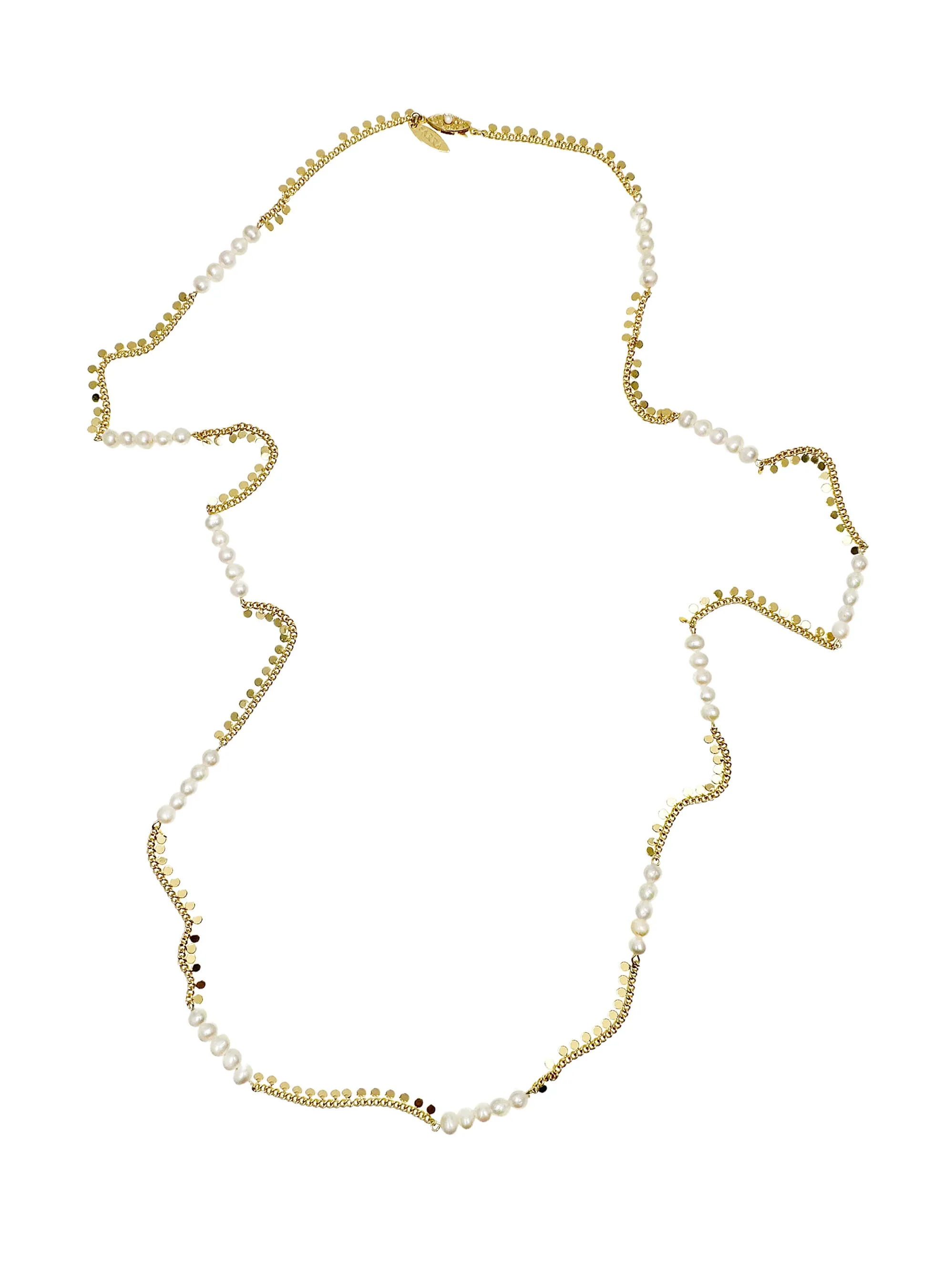 Gold Chain with Freshwater Pearls Long Necklace LN065