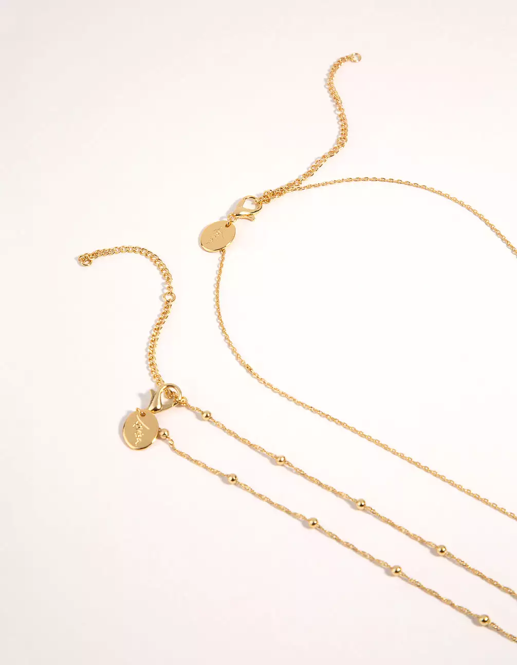 Gold Plated 2-Row Single Pearl Drop Necklace