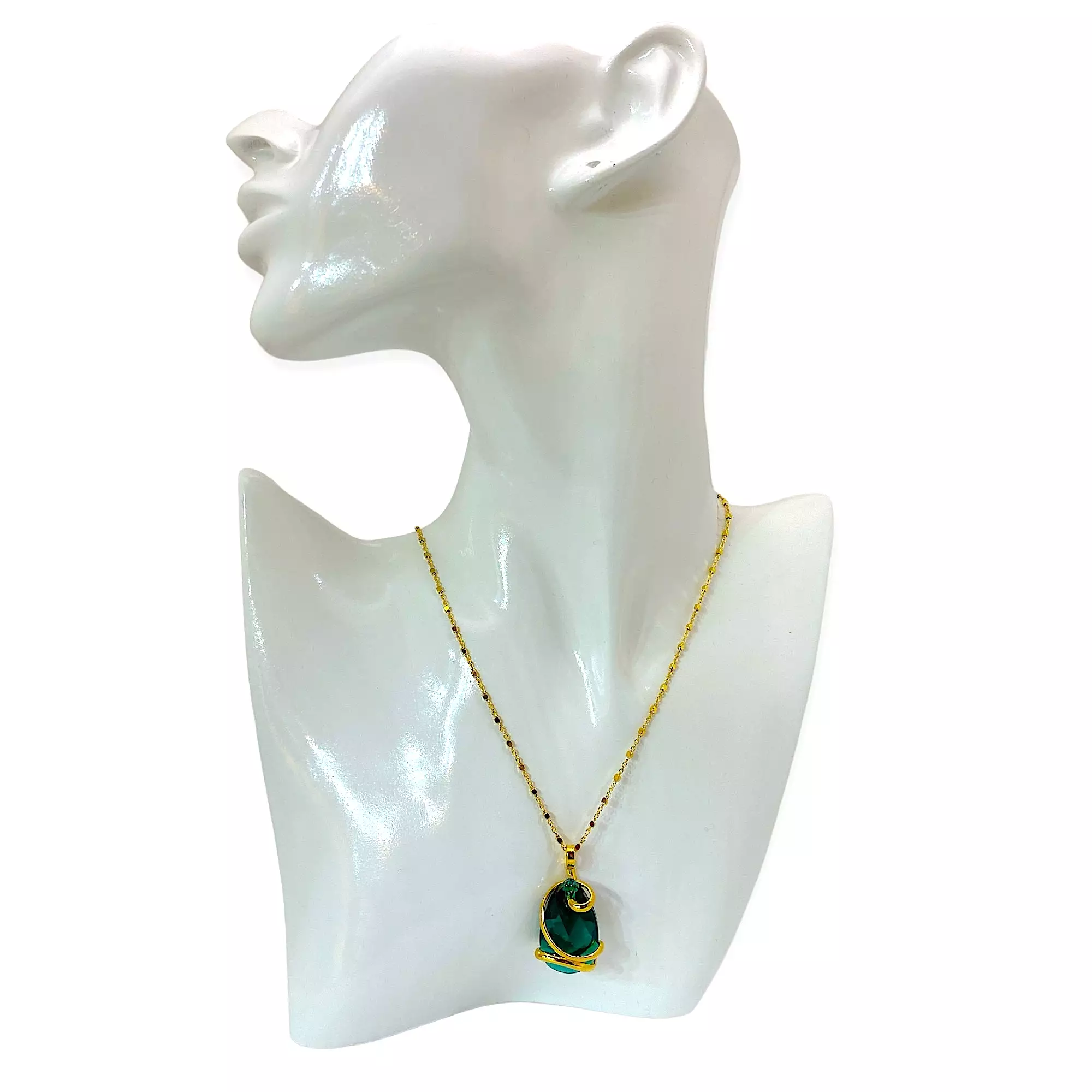 GREEN EMERALD DROP  NECKLACE