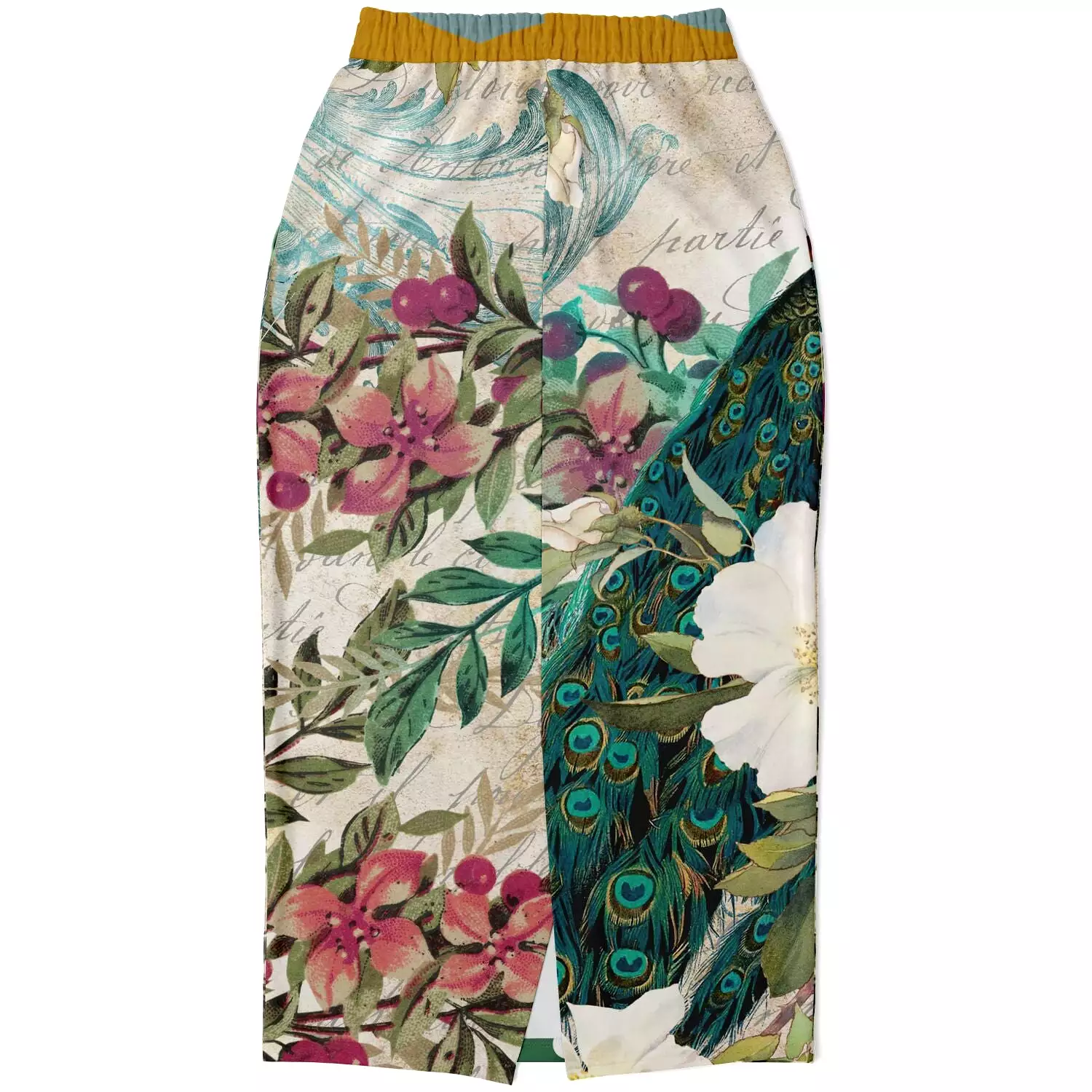 Green Peacock Eco-Poly Long Pocket Skirt