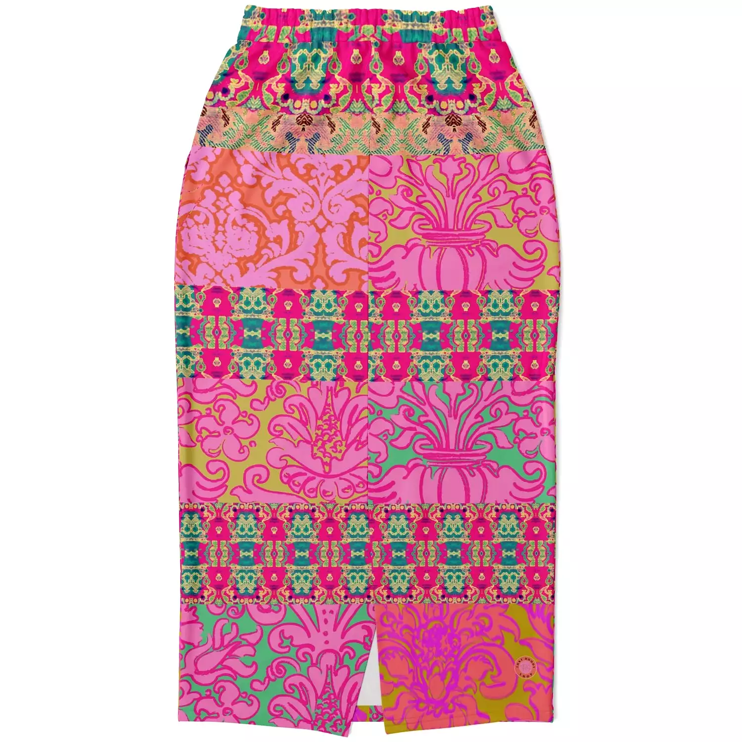 Gypsy Beat Pink Floral Patchwork Eco-Poly Long Pocket Skirt