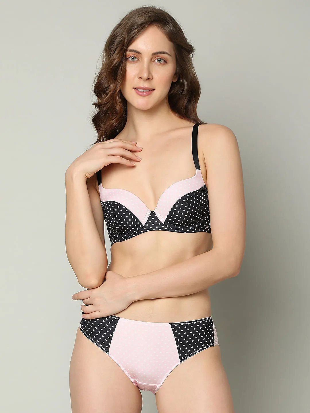 INTIMATES Black Polka Dot Padded Under-Wired T-shirt Bra