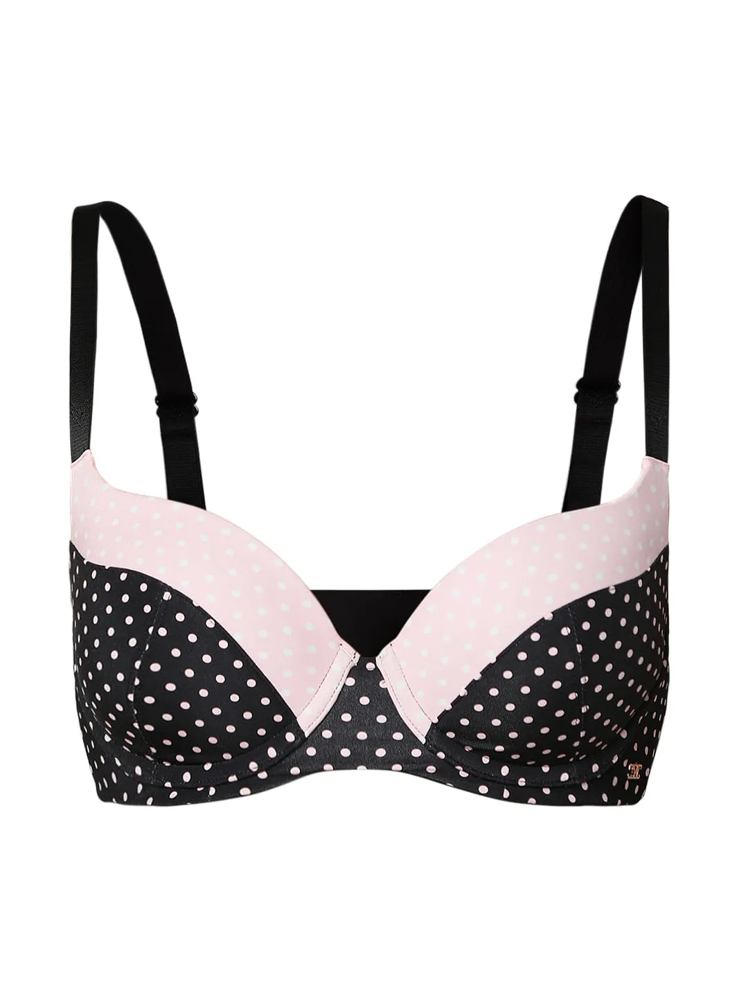 INTIMATES Black Polka Dot Padded Under-Wired T-shirt Bra