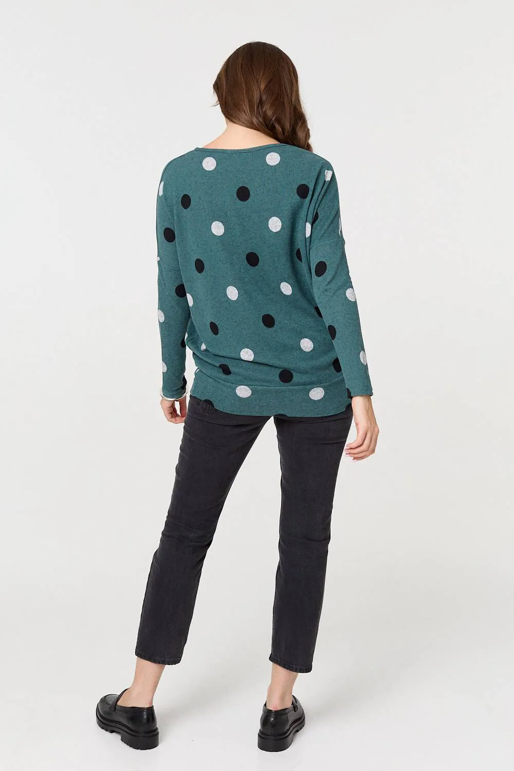 Izabel London – Polka Dot Print Relaxed Sweatshirt