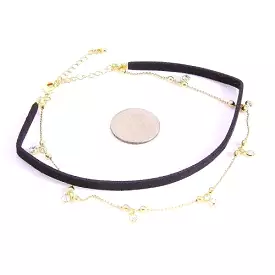 Leatherette Black and Gold Chain Choker