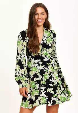 Liquorish Green Floral Print Mini Wrap Dress