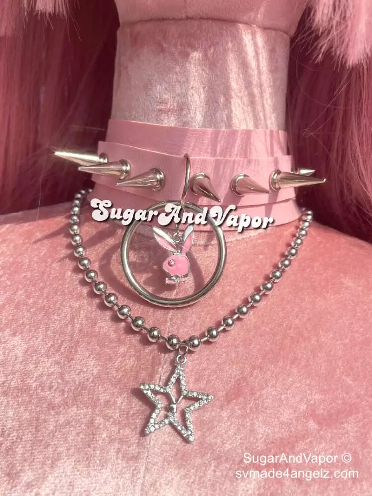 Lita Custom Charm Rivet PU Wide Choker